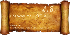 Lazarovits Béla névjegykártya