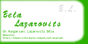 bela lazarovits business card